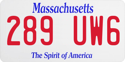 MA license plate 289UW6