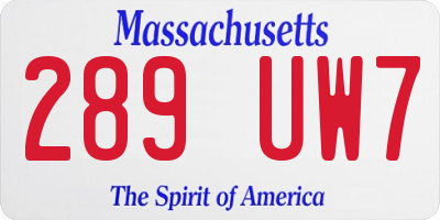MA license plate 289UW7