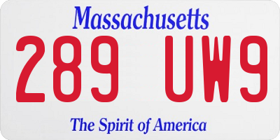 MA license plate 289UW9