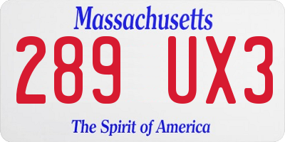 MA license plate 289UX3