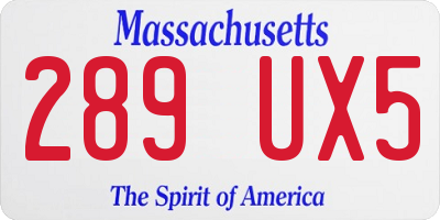 MA license plate 289UX5