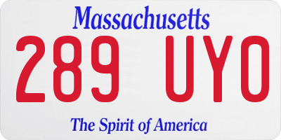 MA license plate 289UY0