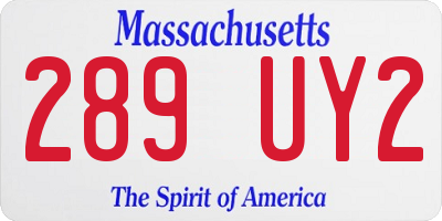 MA license plate 289UY2