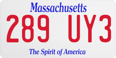 MA license plate 289UY3