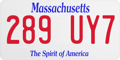 MA license plate 289UY7