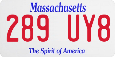 MA license plate 289UY8