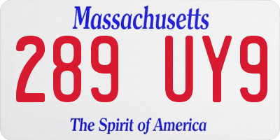 MA license plate 289UY9