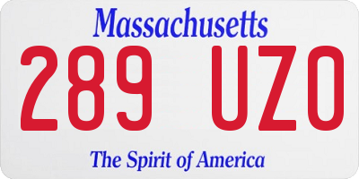 MA license plate 289UZ0