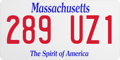 MA license plate 289UZ1