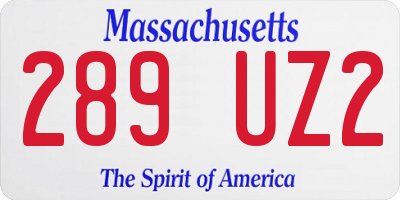 MA license plate 289UZ2