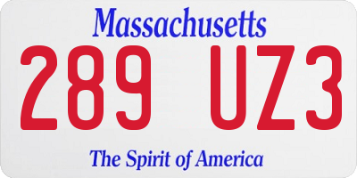 MA license plate 289UZ3