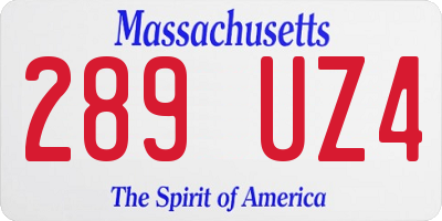 MA license plate 289UZ4
