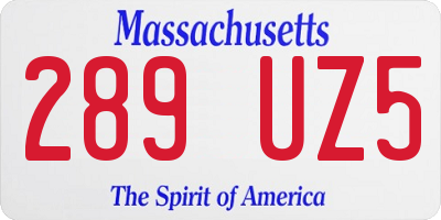 MA license plate 289UZ5