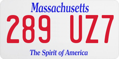 MA license plate 289UZ7