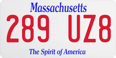 MA license plate 289UZ8