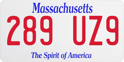 MA license plate 289UZ9