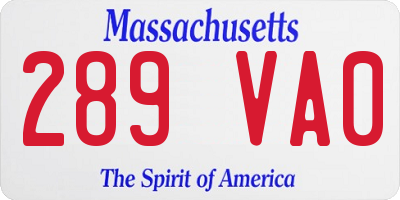 MA license plate 289VA0