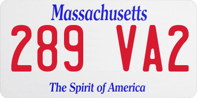 MA license plate 289VA2