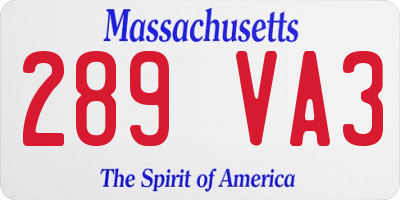 MA license plate 289VA3