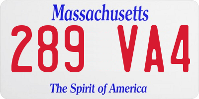 MA license plate 289VA4