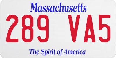 MA license plate 289VA5