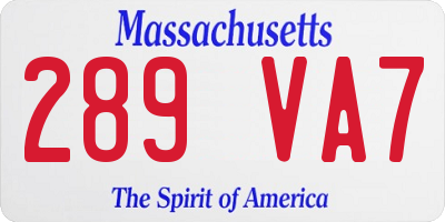MA license plate 289VA7