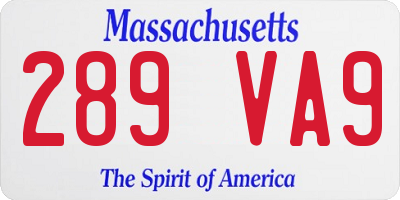 MA license plate 289VA9