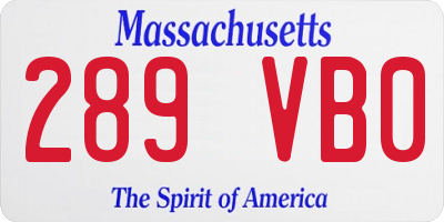 MA license plate 289VB0