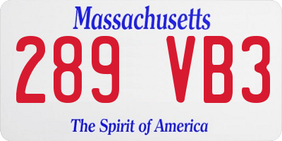 MA license plate 289VB3