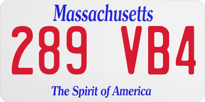 MA license plate 289VB4