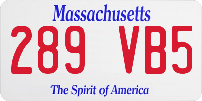 MA license plate 289VB5