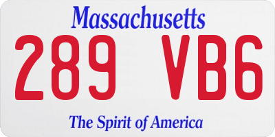 MA license plate 289VB6
