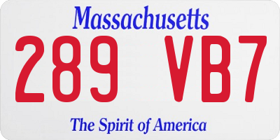MA license plate 289VB7