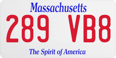 MA license plate 289VB8