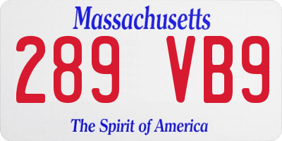 MA license plate 289VB9