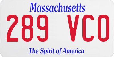 MA license plate 289VC0