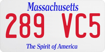 MA license plate 289VC5