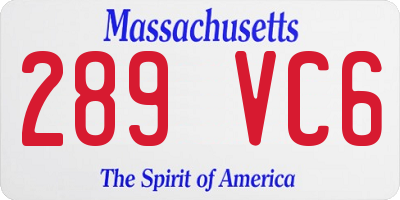 MA license plate 289VC6
