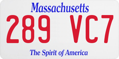 MA license plate 289VC7