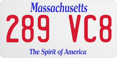 MA license plate 289VC8