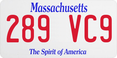 MA license plate 289VC9