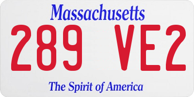 MA license plate 289VE2