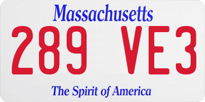 MA license plate 289VE3