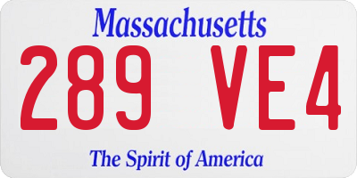 MA license plate 289VE4