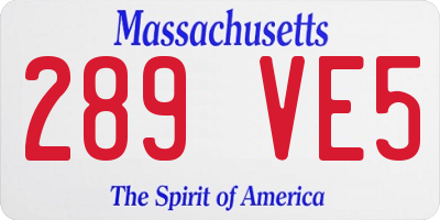 MA license plate 289VE5