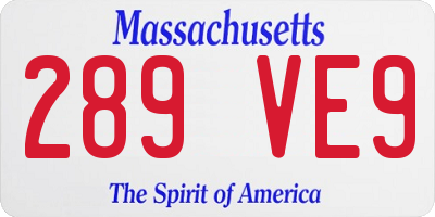 MA license plate 289VE9