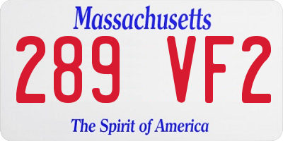 MA license plate 289VF2