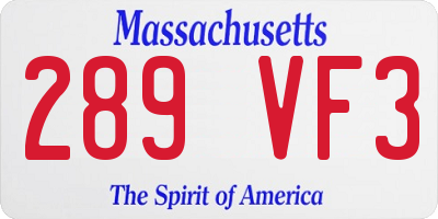 MA license plate 289VF3
