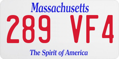 MA license plate 289VF4