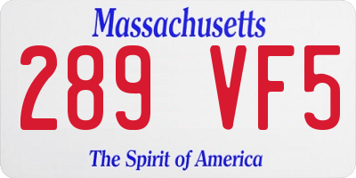 MA license plate 289VF5